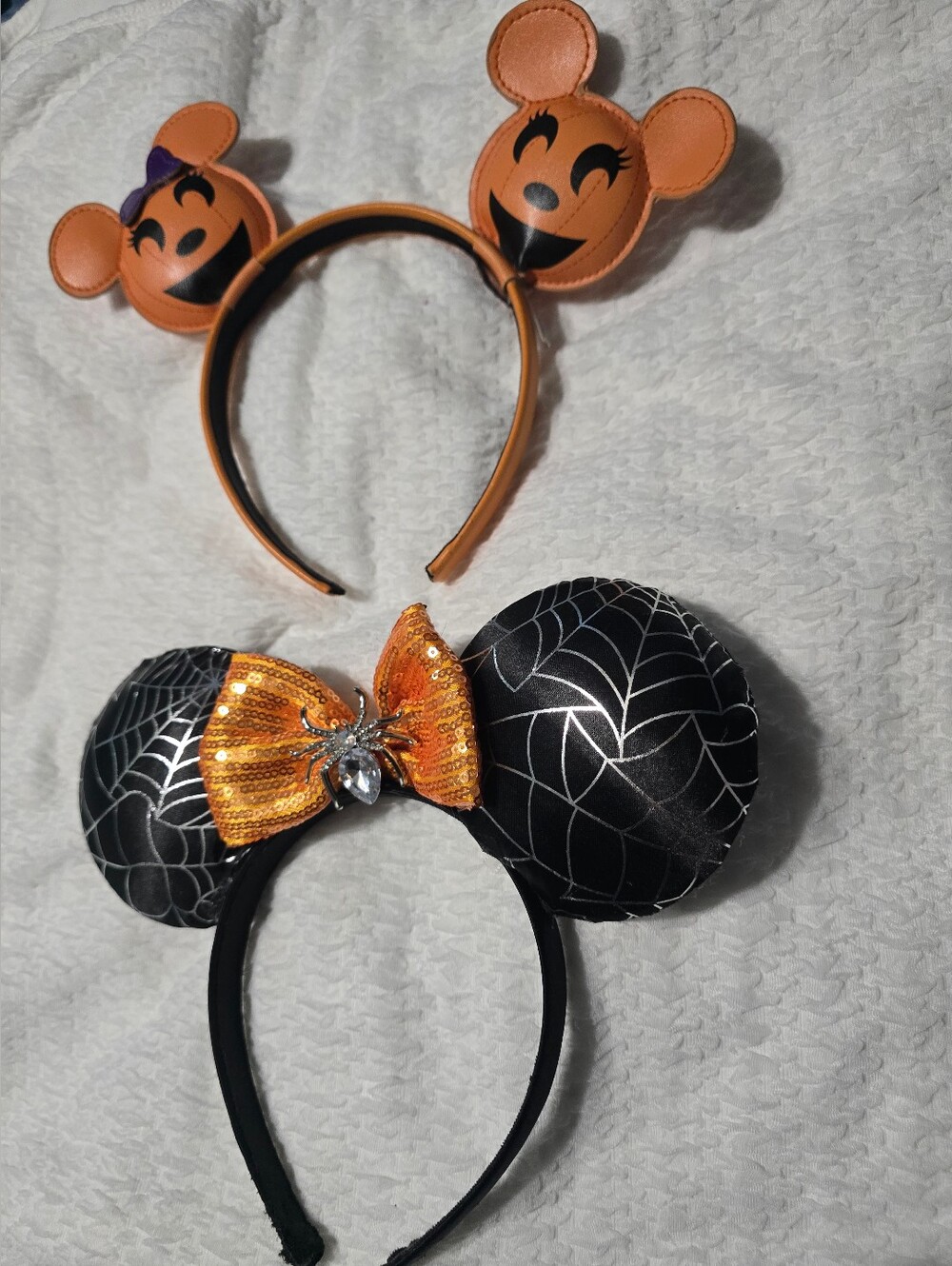 Kids Halloween Spiderweb Mouse Ear Headband with Orange Bow